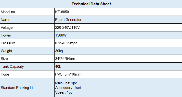 KT-8050 Specification KT-8050 Specification